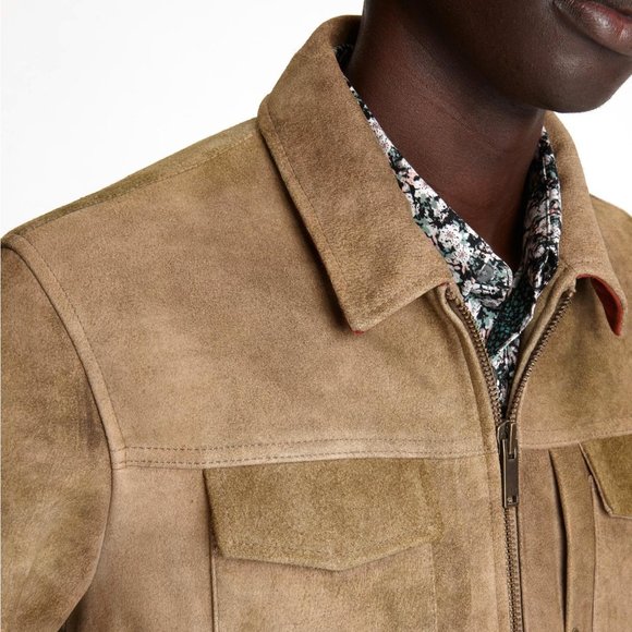 John Varvatos Travis Zip Leather Trucker Jacket XL - Picture 3 of 5